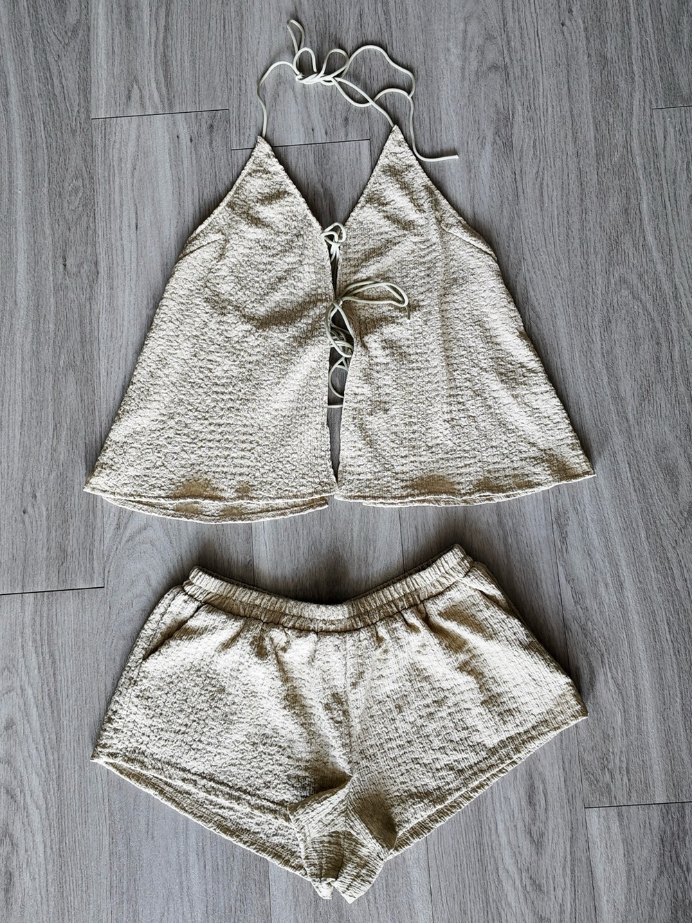 Light Beige Textured Two-Piece Set